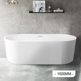 fluted freestanding bathtub white acrylic - 1500x750x580 V-Groove Acrylic Bath Tub NZHomeware