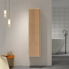 350x300x1600mm Height Plywood Fluted Tall Cabinet Light Oak - NZHomeware