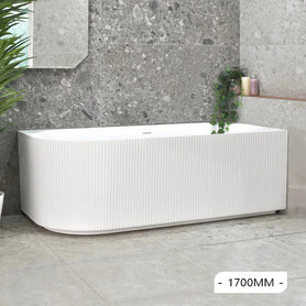 1700x800x580mm Right Corner Bathtub - Fluted V-Groove Acrylic White | NZ - NZHomeware