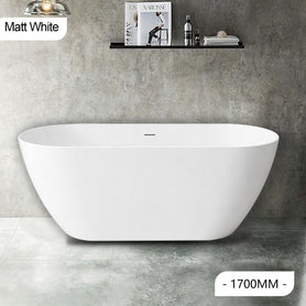 1700x750x580mm Matt White Oval Bathtub Freestanding Acrylic Apron Bathtub - NZHomeware