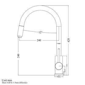 Euro Round Matt Black 360 degree Swivel Pull Out Kitchen Sink Mixer Tap DR Brass - NZHomeware