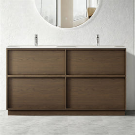 Essenza 1500mm Floor Standing Vanity Cabinet – Walnut Finish - NZHomeware