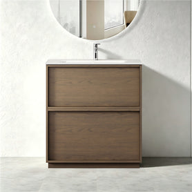 Essenza 750mm Floor Standing Vanity Cabinet – Walnut Finish - NZHomeware
