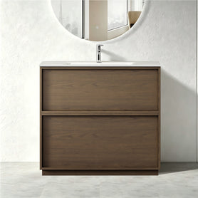 Essenza 900mm Floor Standing Vanity Cabinet – Walnut Finish - NZHomeware