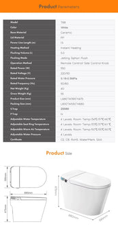 680x395x475mm One Piece Intelligent Electric Smart Toilet Automatic Instant Heating