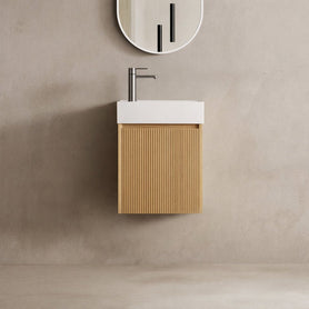 Mino 400X200X620MM PLYWOOD WALL HUNG VANITY - LIGHT OAK WITH TOP - NZHomeware