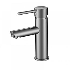 Round Solid Brass Brushed Nickel Basin Mixer Tap Bathroom Vanity Tap - NZHomeware