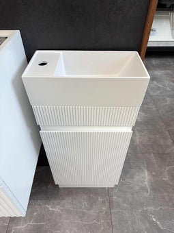 Billy 400x205x870mm Fluted Floorstanding Vanity White With Ceramic Basin - NZHomeware