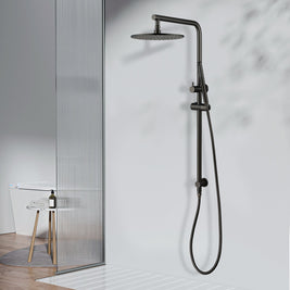 10 inch 250mm Round Gunmetal Grey Twin Shower Station Top Water Inlet - NZHomeware