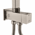 10 inch 250mm Square Brushed Nickel Twin Shower Set | Rainfall & Handheld with Top/Bottom Inlet NZ - NZHomeware