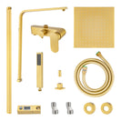10 inch 250mm Square Brushed Yellow Gold Shower Tower With Rain Head Bottom Water Inlet - NZHomeware