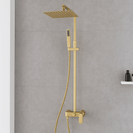 10 inch 250mm Square Brushed Yellow Gold Shower Tower With Rain Head Bottom Water Inlet - NZHomeware