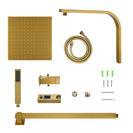 10 inch 250mm Square Brushed Yellow Gold Twin Shower Set Top Water Inlet - NZHomeware