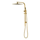 10 inch 250mm Square Brushed Yellow Gold Twin Shower Set Top Water Inlet - NZHomeware