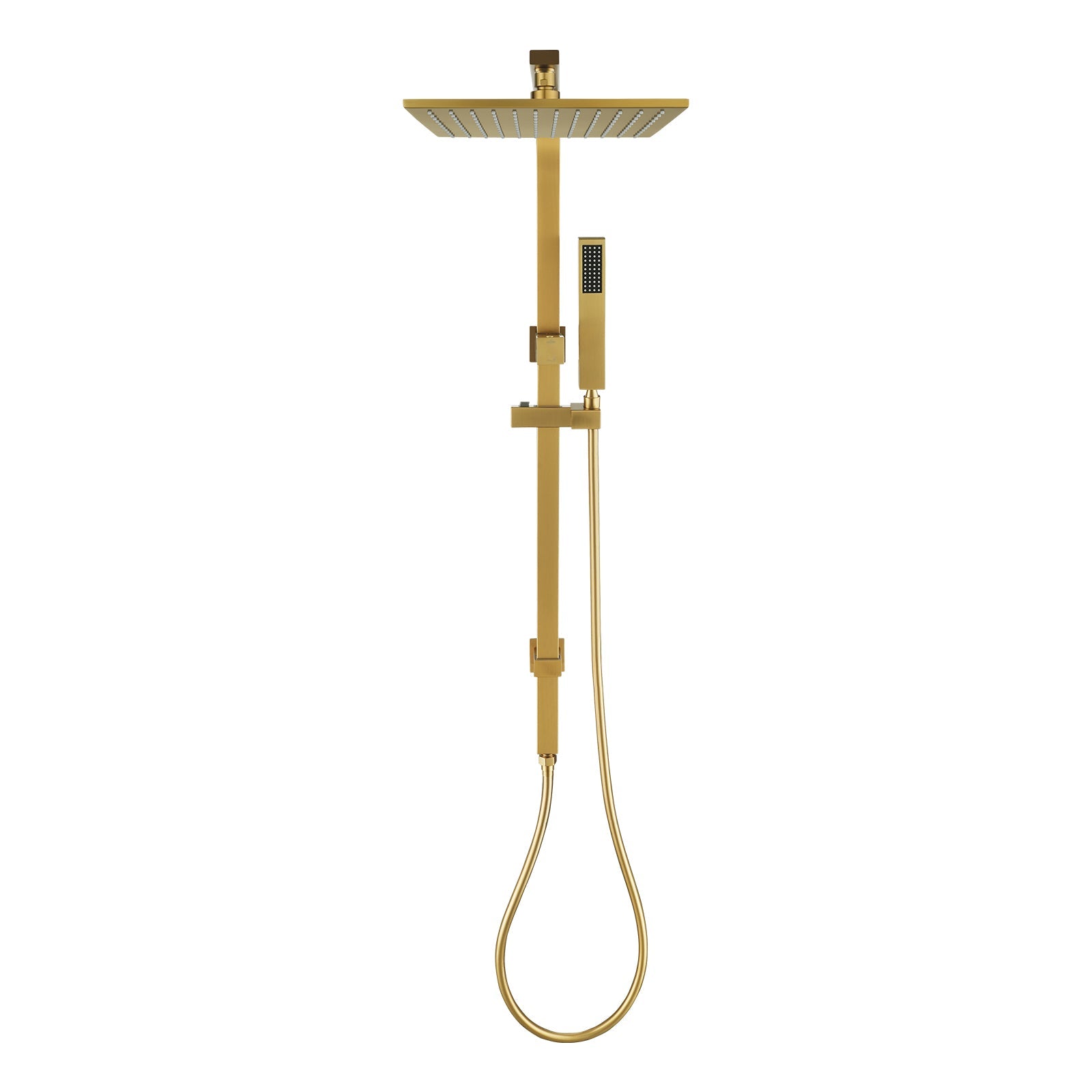 Brushed Gold Square Shower Set Twin Head Top Inlet – NZHomeware
