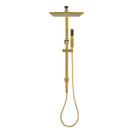 10 inch 250mm Square Brushed Yellow Gold Twin Shower Set Top Water Inlet - NZHomeware