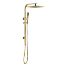 10 inch 250mm Square Brushed Yellow Gold Twin Shower Set Top Water Inlet - NZHomeware