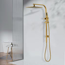 10 inch 250mm Square Brushed Yellow Gold Twin Shower Set Top Water Inlet - NZHomeware