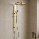 10 inch 250mm Square Brushed Yellow Gold Twin Shower Set Top Water Inlet - NZHomeware