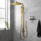 10 inch 250mm Square Brushed Yellow Gold Twin Shower Set Top/Bottom Water Inlet - NZHomeware