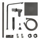 10 inch 250mm Square Gunmetal Grey Shower Tower With Rain Head Bottom Water Inlet - NZHomeware