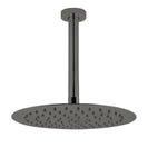 10 inch Super - slim Round Gunmetal Grey Rainfall Shower Head w 300mm Ceiling Mounted Shower Arm - NZHomeware