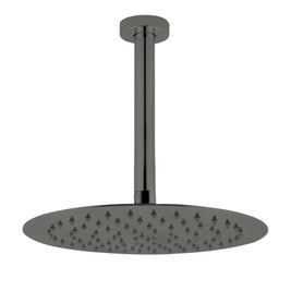 10 inch Super - slim Round Gunmetal Grey Rainfall Shower Head w 300mm Ceiling Mounted Shower Arm - NZHomeware