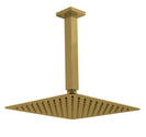 10 inch Super - slim Square Brushed Yellow Gold Rainfall Shower Head w 200mm Ceiling Mounted Shower Arm - NZHomeware