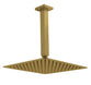 10 inch Super - slim Square Brushed Yellow Gold Rainfall Shower Head w 200mm Ceiling Mounted Shower Arm - NZHomeware