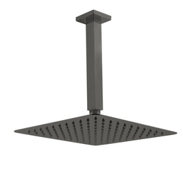 10 inch Super - slim Square Gunmetal Grey Rainfall Shower Head w 200mm Ceiling Mounted Shower Arm - NZHomeware