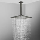 10 inch Super - slim Square Gunmetal Grey Rainfall Shower Head w 200mm Ceiling Mounted Shower Arm - NZHomeware