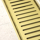 100 - 5600mm Lauxes Matte Yellow Gold Shower Grate Drain Indoor Outdoor Aluminium Next Generation - NZHomeware