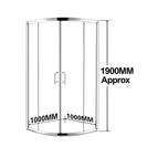 1000*1000*1900mm Round Sliding Shower Glass Door and Return Only - NZHomeware