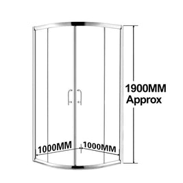 1000*1000*1900mm Round Sliding Shower Glass Door and Return Only - NZHomeware
