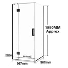 1000*1000*1950mm Black Frameless Shower Door & Return Panel - NZHomeware