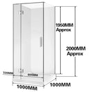 1000*1000*1950mm Chrome Frameless Swing Door Square Shower Box - NZHomeware
