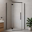 1000*1000*2000mm Black Frameless Diamond Shower Door with Return Panel | 10mm Safety Glass NZ - NZHomeware