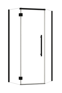 1000*1000*2000mm Black Frameless Diamond Shower Door with Return Panel | 10mm Safety Glass NZ - NZHomeware