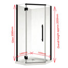 1000*1000*2050mm Black Frameless Diamond Shower Box - NZHomeware