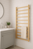 1000Hx600Wx120D Gold Electric Heated Towel Rack | 9 - Bar Stainless Steel Towel Warmer NZ - NZHomeware