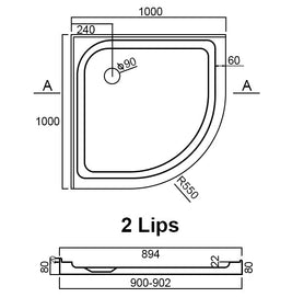 1000x1000mm Round Shower Tray Center/Corner Waste - NZHomeware