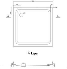 1000x1000mm Square Shower Tray Center/Corner Waste - NZHomeware