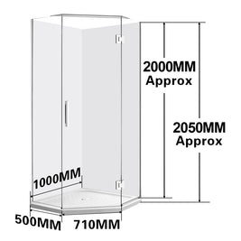1000x1000x2000mm Chrome Frameless Diamond Shower Box | 10mm Safety Glass with Tray & Liner NZ - NZHomeware