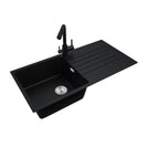 1000x500x200mm Quartz Granite Single Bowl Sink with Drain Board for Top Mount in kitchen/Laundry - NZHomeware