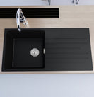 1000x500x200mm Quartz Granite Single Bowl Sink with Drain Board for Top Mount in kitchen/Laundry - NZHomeware