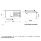 1000x500x200mm Quartz Granite Single Bowl Sink with Drain Board for Top Mount in kitchen/Laundry - NZHomeware