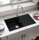 1000x500x200mm Quartz Granite Single Bowl Sink with Drain Board for Top Mount in kitchen/Laundry - NZHomeware