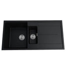 1000x500x210mm Black Granite Stone Kitchen Sink Double Bowls With Drainboard - NZHomeware