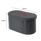 108L Oval Boucle Folding Ottoman Storage Bench Foldable Chair Deep Gray - NZHomeware