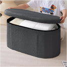 108L Oval Boucle Folding Ottoman Storage Bench Foldable Chair Deep Gray - NZHomeware
